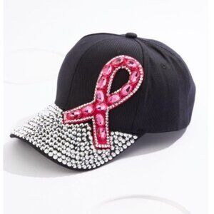 SEALED🎀Breast Cancer Awareness Rhinestone Ribbon Baseball Hat – Black